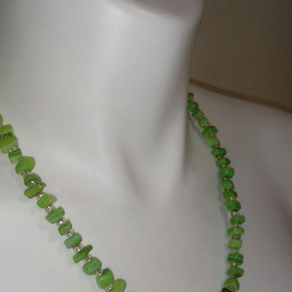 🔵 4/$25 Natural Stone/Glass Honeydew Necklace